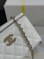 VANITY CASE 17 CRYSTAL STUDDED LOGO IN WHITE CALFSKIN GOLD HARDWARE - Image 17