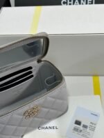 VANITY CASE 17 CRYSTAL STUDDED LOGO IN GREY CALFSKIN GOLD HARDWARE - Image 5