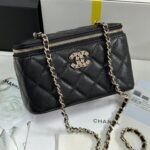VANITY CASE 17 CRYSTAL STUDDED LOGO IN BLACK CALFSKIN GOLD HARDWARE - Image 10