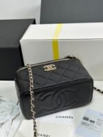VANITY CASE 17 CRYSTAL STUDDED LOGO IN BLACK CALFSKIN GOLD HARDWARE - Image 12