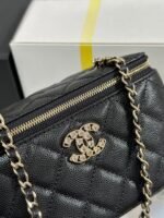 VANITY CASE 17 CRYSTAL STUDDED LOGO IN BLACK CALFSKIN GOLD HARDWARE - Image 16