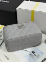 MINI VANITY TOP HANDLE CASE 17 IN GREY CAVIAR SKIN SILVER-TONE PLATED METAL - Image 3