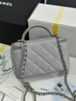 MINI VANITY TOP HANDLE CASE 17 IN GREY CAVIAR SKIN SILVER-TONE PLATED METAL - Image 11