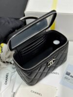 MINI VANITY TOP HANDLE CASE 17 IN BLACK CAVIAR SKIN SILVER-TONE PLATED METAL - Image 16