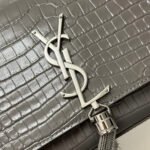 KATE TASSEL 24 CROCODILE PATTERN DARK GREY CALFSKIN - Image 14
