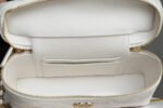 COSMETIC BAG 19 IN WHITE GRAINED CALFSKIN GOLD HARDWARE - Image 3