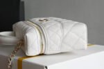 COSMETIC BAG 19 IN WHITE GRAINED CALFSKIN GOLD HARDWARE - Image 6