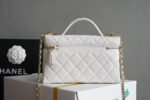 COSMETIC BAG 19 IN WHITE GRAINED CALFSKIN GOLD HARDWARE - Image 15