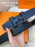 HM H BELT BUCKLE & REVERSIBLE NAVY BLUE STRAP 38MM BLACK HARDWARE - Image 6