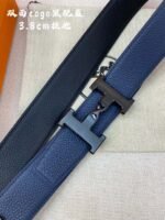 HM H BELT BUCKLE & REVERSIBLE NAVY BLUE STRAP 38MM BLACK HARDWARE - Image 3