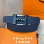 HM H BELT BUCKLE & REVERSIBLE NAVY BLUE STRAP 38MM BLACK HARDWARE - Image 7