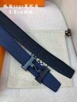 HM H BELT BUCKLE & REVERSIBLE NAVY BLUE STRAP 38MM BLACK HARDWARE - Image 5