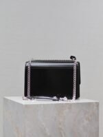 YSL 25S SUNSET MEDIUM 22 IN BLACK SHINY CALFSKIN SILVER HARDWRE - Image 11