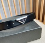 PRADA 25S BELT 33 MM IN BLACK CALFSKIN 551859 - Image 5
