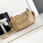 CHANEL 25S CAMERA BAG 23 IN BEIGE LAMBSKIN WITH GOLD HARDWARE - Image 10