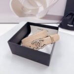 CC 30MM BELT IN BEIGE CREAM EMBROIDERED CALFSKIN METAL HARDWARE - Image 11