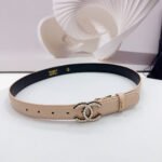 CC 30MM BELT IN BEIGE CREAM EMBROIDERED CALFSKIN METAL HARDWARE