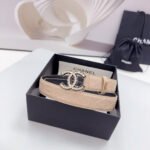 CC 30MM BELT IN BEIGE CREAM EMBROIDERED CALFSKIN METAL HARDWARE - Image 5