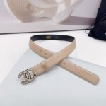 CC 30MM BELT IN BEIGE CREAM EMBROIDERED CALFSKIN METAL HARDWARE - Image 13