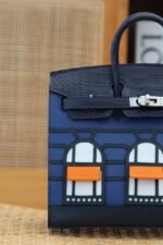 BIRKIN FAUBOURG TOUCH 20 IN NAVY MIX CLASSIC BLUE CALFSKIN WITH SILVER HARDWARE - Image 14