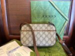 GG 20 HORSEBIT 1955 SMALL BAG IN BEIGE CANVAS AND BROWN CALFSKIN - Image 10