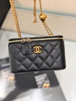 CHANEL 25S MINI VANITY BAG 16 CM IN BLACK LAMBSKIN WITH GOLD HARDWARE - Image 8