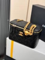 CHANEL 25S MINI VANITY BAG 16 CM IN BLACK LAMBSKIN WITH GOLD HARDWARE - Image 6