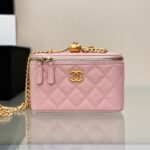 CHANEL 25S MINI VANITY BAG 16 CM IN LIGHT PINK LAMBSKIN WITH GOLD HARDWARE - Image 7