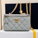CHANEL 25S MINI VANITY BAG 16 CM IN GREY LAMBSKIN WITH GOLD HARDWARE - Image 5