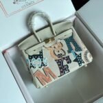 BIRKIN 25 BAG IN WHITE CREAM CALFSKIN WITH COLORFUL STICKER - Image 7