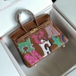 BIRKIN 25 BAG IN CHOCOLATE BROWN CALFSKIN WITH COLORFUL STICKER - Image 7