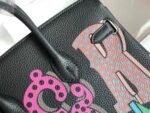 BIRKIN 25 BAG IN BLACK CALFSKIN WITH COLORFUL STICKER - Image 9