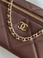 CHANEL 25S VANITY BAG 19.5 CM IN BURGUNDY BROWN LAMBSKIN - Image 5