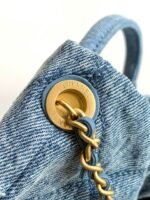 CHANEL 25S MAXI BOW BAG 26 IN BLUE DENIM WITH GOLD HARDWARE - Image 5
