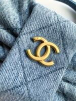 CHANEL 25S MAXI BOW BAG 26 IN BLUE DENIM WITH GOLD HARDWARE - Image 3