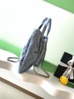 CHANEL 25S MAXI BOW BAG 38 IN BLUE DENIM WITH GOLD HARDWARE - Image 7