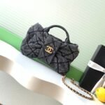 CHANEL 25S MAXI BOW BAG 26 IN DARK GREY DENIM WITH GOLD HARDWARE - Image 10