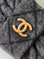 CHANEL 25S MAXI BOW BAG 26 IN DARK GREY DENIM WITH GOLD HARDWARE - Image 11
