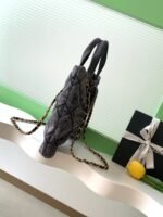 CHANEL 25S MAXI BOW BAG 38 IN DARK GREY DENIM WITH GOLD HARDWARE - Image 12