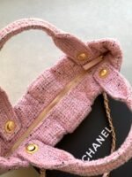 CHANEL 25S BOW BAG 38 IN PINK TWEED WITH GOLD HARDWARE - Image 9