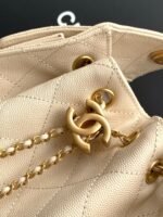 CHANEL 25S HOBO BAG 22 IN LIGHT BEIGE CAVIAR LEATHER WITH GOLD HARDWARE - Image 13
