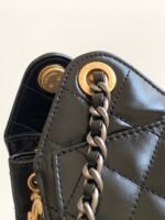 CHANEL 25S HOBO BAG 22 IN BLACK GLOSSY CALFSKIN WITH GOLD HARDWARE - Image 17