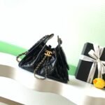 CHANEL 25S HOBO BAG 22 IN BLACK GLOSSY CALFSKIN WITH GOLD HARDWARE - Image 10