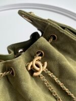 CHANEL 25S HOBO BAG 22 IN MOSS GREEN SUEDE WITH GOLD HARDWARE - Image 11