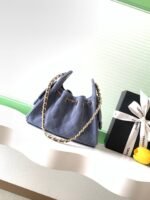 CHANEL 25S HOBO BAG 22 IN BLUE GRAY SUEDE WITH GOLD HARDWARE - Image 4
