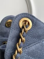 CHANEL 25S HOBO BAG 22 IN BLUE GRAY SUEDE WITH GOLD HARDWARE - Image 14
