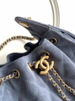 CHANEL 25S HOBO BAG 22 IN BLUE GRAY SUEDE WITH GOLD HARDWARE - Image 11