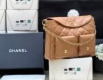 CHANEL 25S HIPPIE HOBO POSTMAN BAG 30 IN WARM TAUPE CALFSKIN GOLD HARDWARE - Image 9