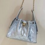 CC 25 HANDBAG IN SILVER-TONE 30 GRAINED CALFSKIN GOLD HARDWARE - Image 10