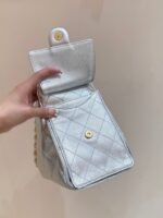 CC 25 HANDBAG IN SILVER-TONE 30 GRAINED CALFSKIN GOLD HARDWARE - Image 7